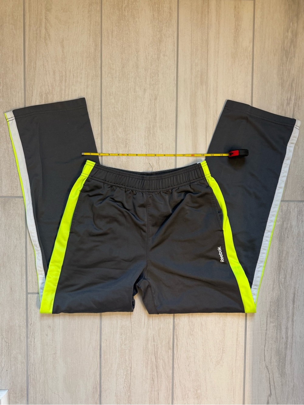 Reebok Men’s Black Joggers with Neon Yellow Accents
